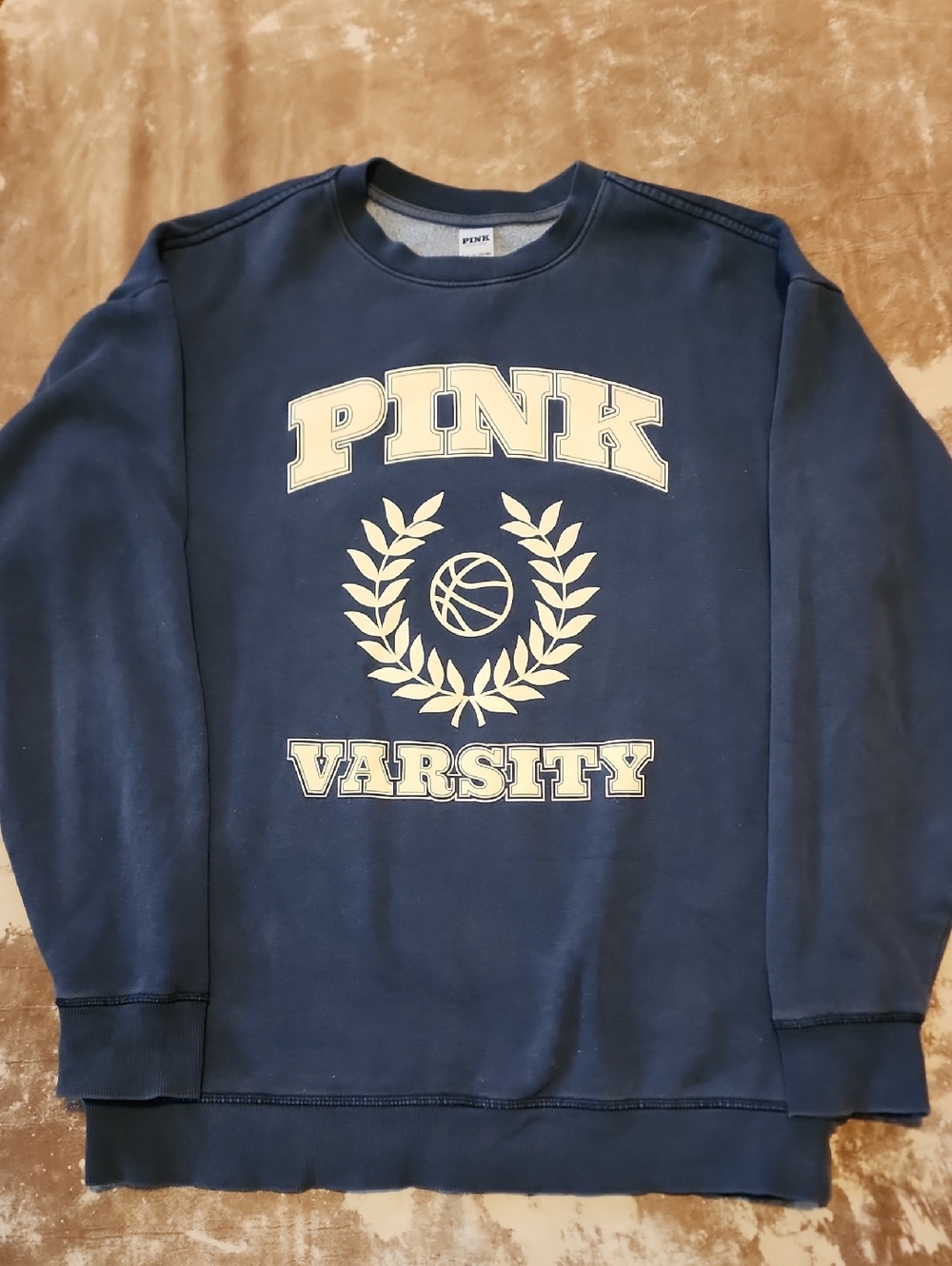 Pink VS Varsity Oversized Sweatshirt. Size: S